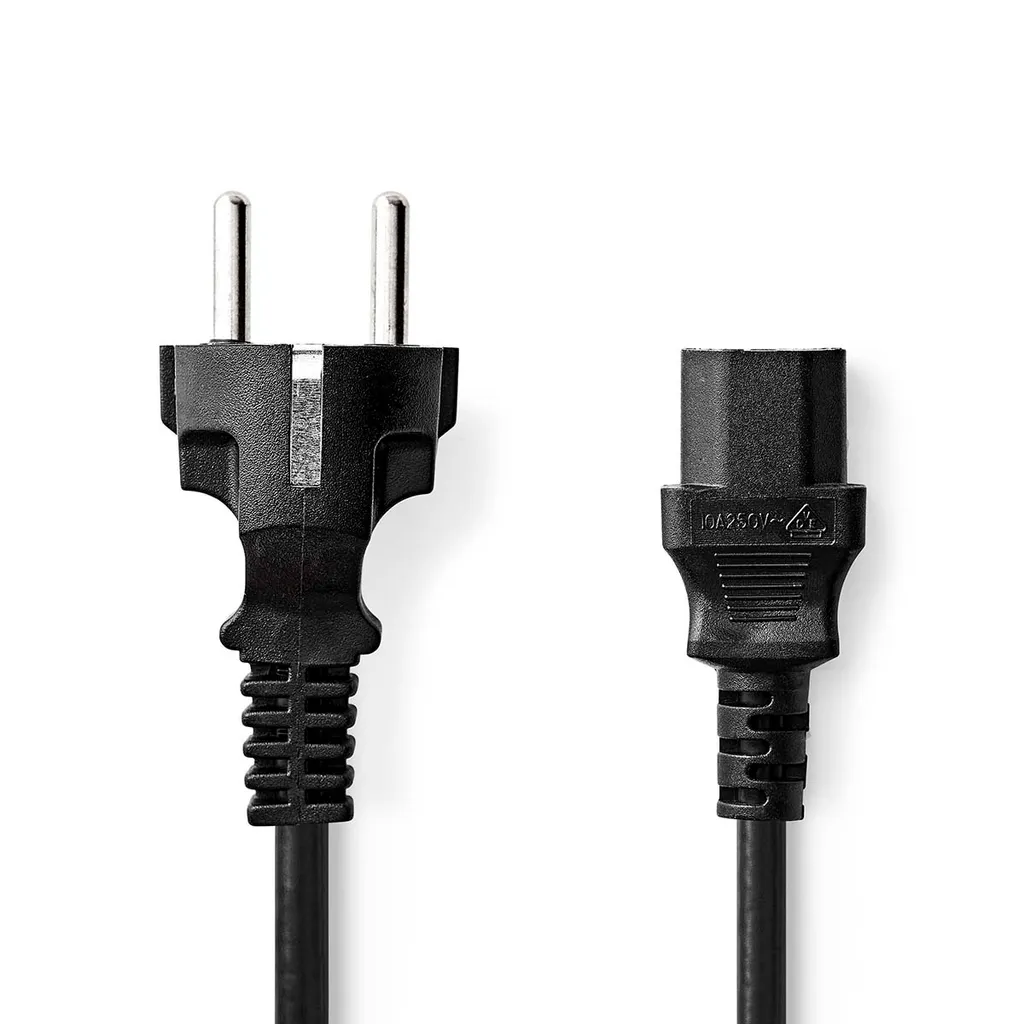 Cavo di alimentazione | Connettore di alimentazione maschio | IEC-320-C13 | Dritto | Dritto | Nichelato | 5,00 m | Rotondo | PVC | Nero | Etichetta