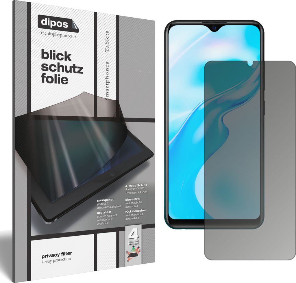 Blickschutzfolie für Vivo Y3s matt Schutzfolie Folie Display Schutz dipos