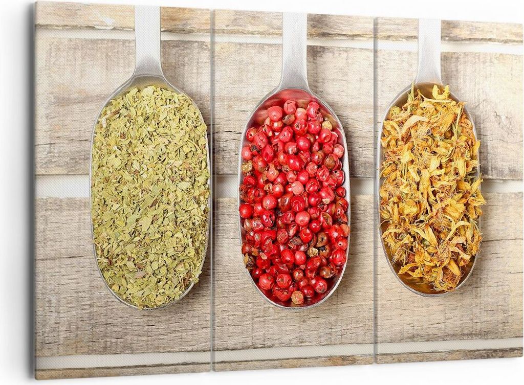 Bild auf Leinwand - Leinwandbild - Samen Kräuter Gewürze Gewürze - 165x110cm - Wand Bild - Wanddeko - Leinwanddruck - Bilder - Kunstdruck - Lein...