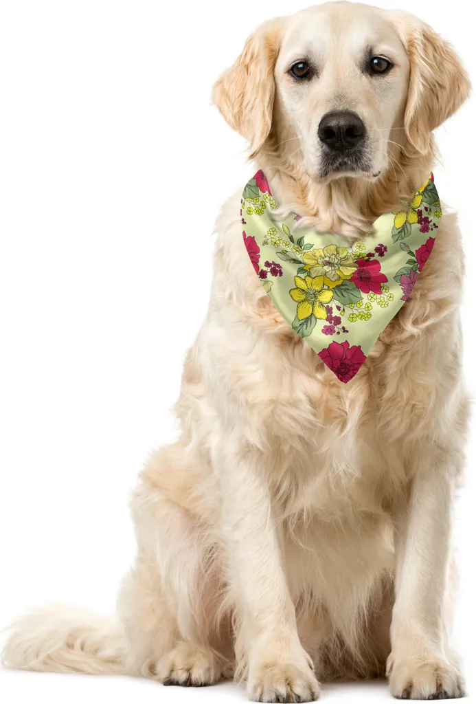 ABAKUHAUS Bandana Pet 40x40cm - Fiori Naïf Resistente e Lavabile