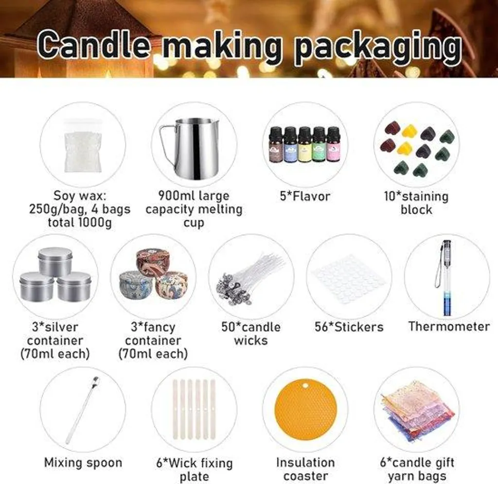 Coffret de loisirs créatifs bougies parfumées pour débutants et DIY