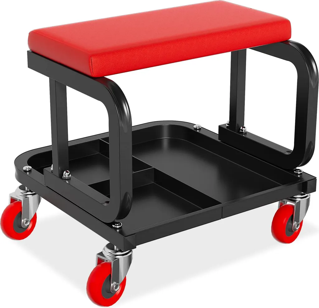 Tabouret d'atelier pour garage avec roulettes et rangement outils 150kg
