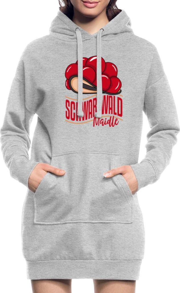 Spreadshirt Schwarzwald Maidle Bollenhut Schwarzwald Geschenk Frauen Hoodie Kleid Damen, L, Grau meliert