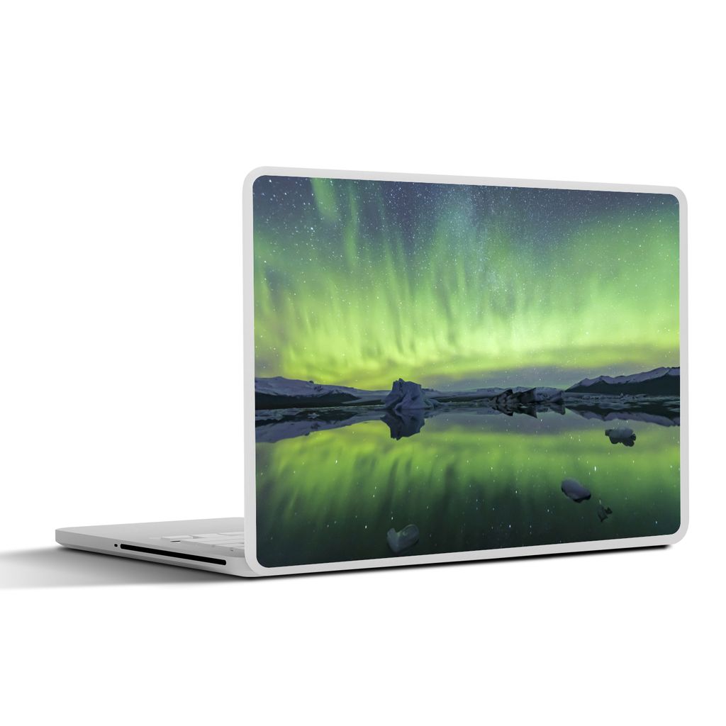 MuchoWow Laptop Aufkleber Sticker Cover Nordlichter - Grün - Reflexion 31x22.5 cm - Laptop-Deko