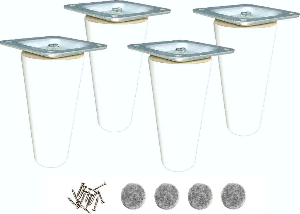 Drevené nábytkové nohy z bukového dreva 10 cm - biele s Obrázok produktu 