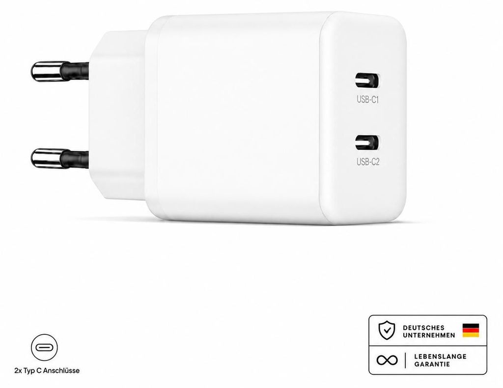 Nabíječka USB-C se 2 porty USB-C – Bílý / Bez Obrázek produktu 
