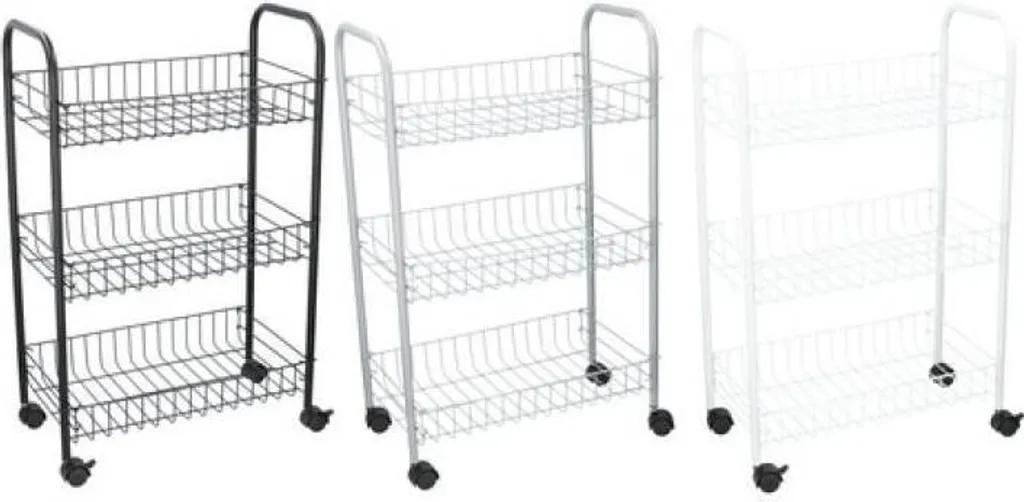 Chariot de rangement contre le désordre avec 3 paniers inox mobiles