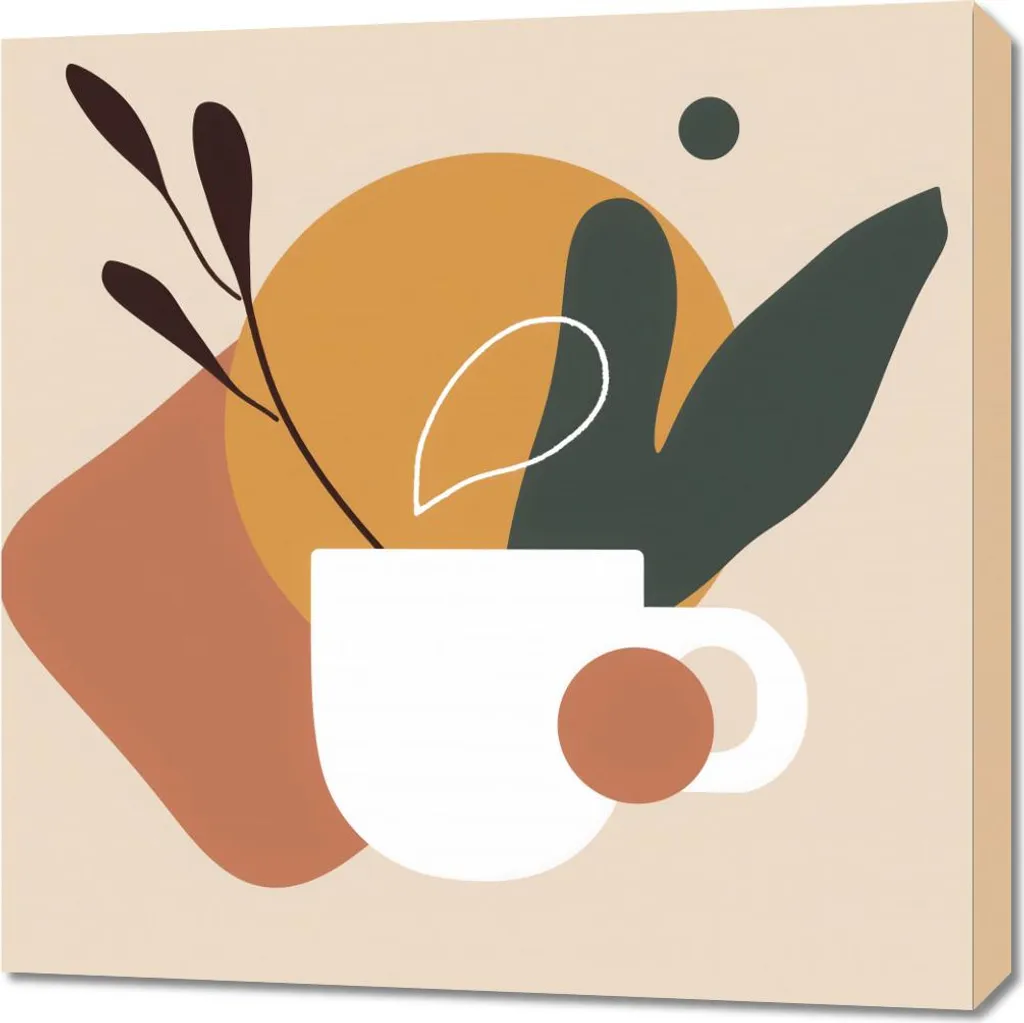 Tableau Cuisine Design 70x70 cm - Ambiance Café Image Tasse du Matin