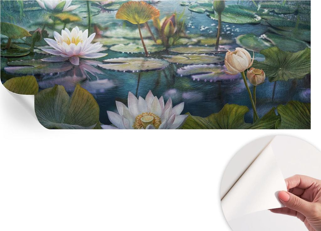 Selbstklebende Wandtapete - Dekorative Tapete für Wohnzimmer - Klebefolie für Wandbilder - Tapetenfolie für Wanddekoration - 208x146 cm - Teichb...