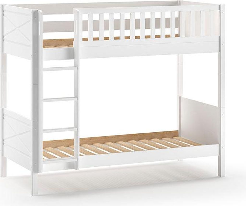 FURNLUX Bunk Bed Scott White 90x200cm / Hauptfarbe: Weiß / Abmessungen: 105 x 208 x 176 cm