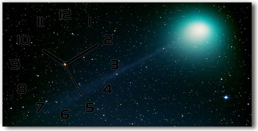 Wanduhr aus Glas – 60x30 cm - Glasbild - Glasuhr - Gehärtetes Glas - schwarze-zeiger - Galaxis