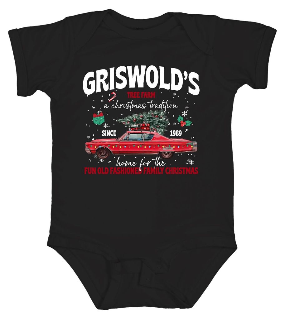 Griswold's Tree Farm a Christmas Tradition Vintage Car Unisex Baby Body, Schwarz, 18/24
