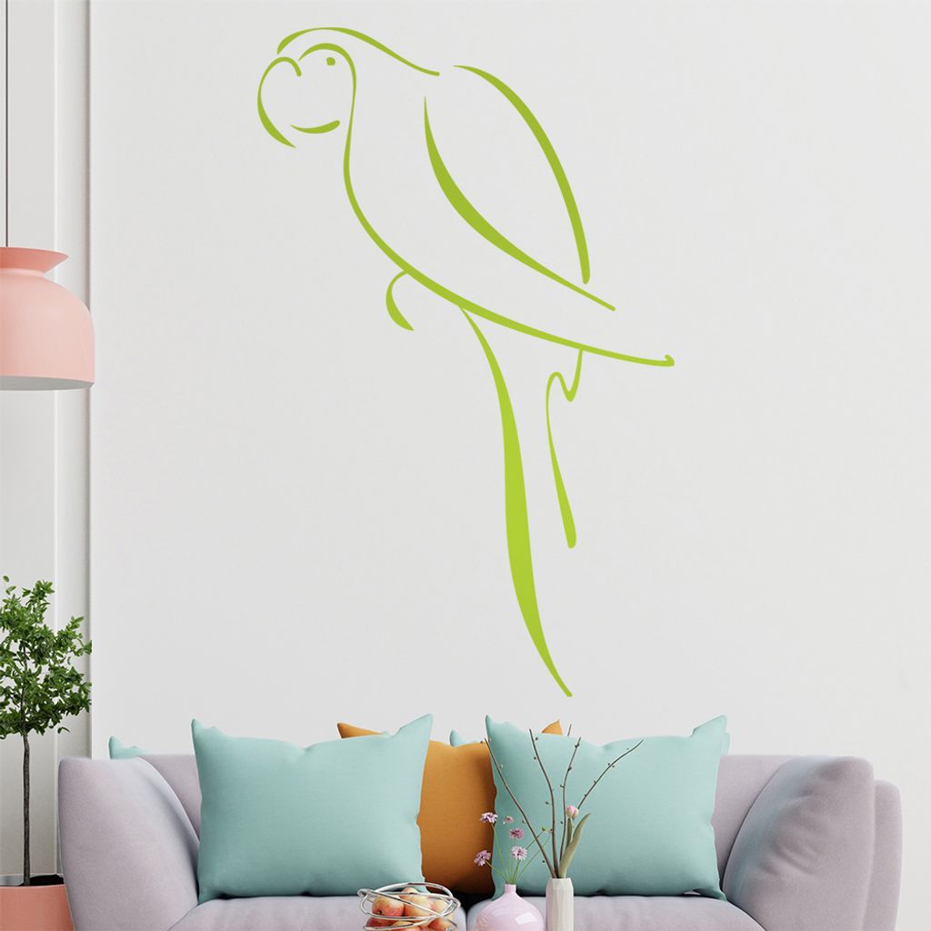 Papagei Linien Wandtattoo in 6 Größen - Wandaufkleber Wall Sticker - Dekoration, Küche, Wohnzimmer, Schlafzimmer, Badezimmer