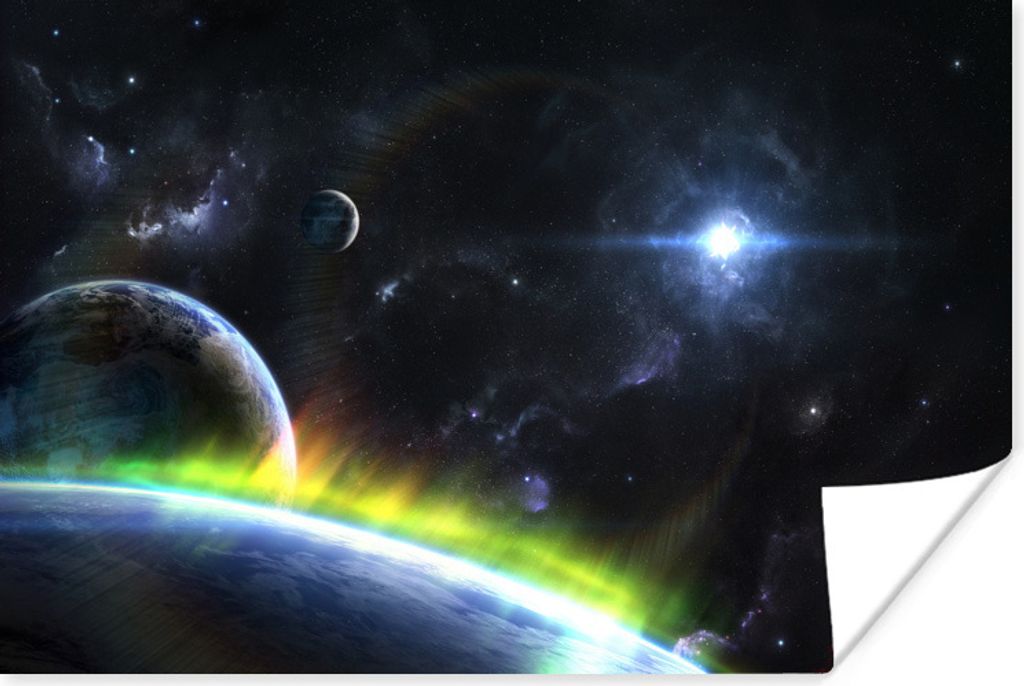 MuchoWow Poster Buntes Bild von Planeten am Himmel 120x80 cm - Bilder