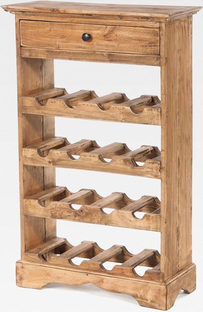 rustikales Cortez 85 | 85x55cm(HxB) Massivholz | Flaschenregal, Weinflaschenregal aus Holz, Getränkeregal mit Schublade | Farbe: 01 Natur-Vintage