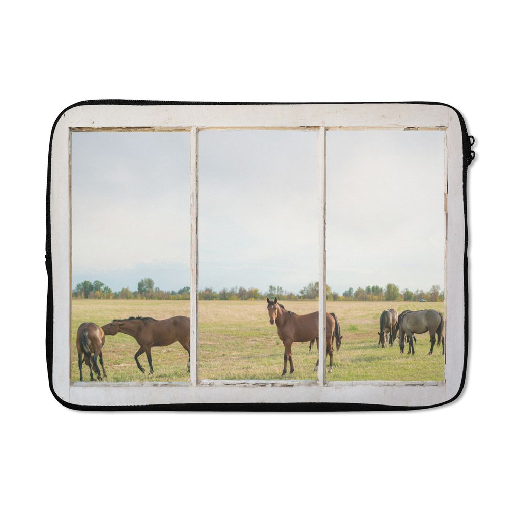 MuchoWow Laptop Hülle 14 ZollDurchschauen - Pferde - Tiere Laptoptasche - Laptoptasche - Stoßsicher - Schutzhaube