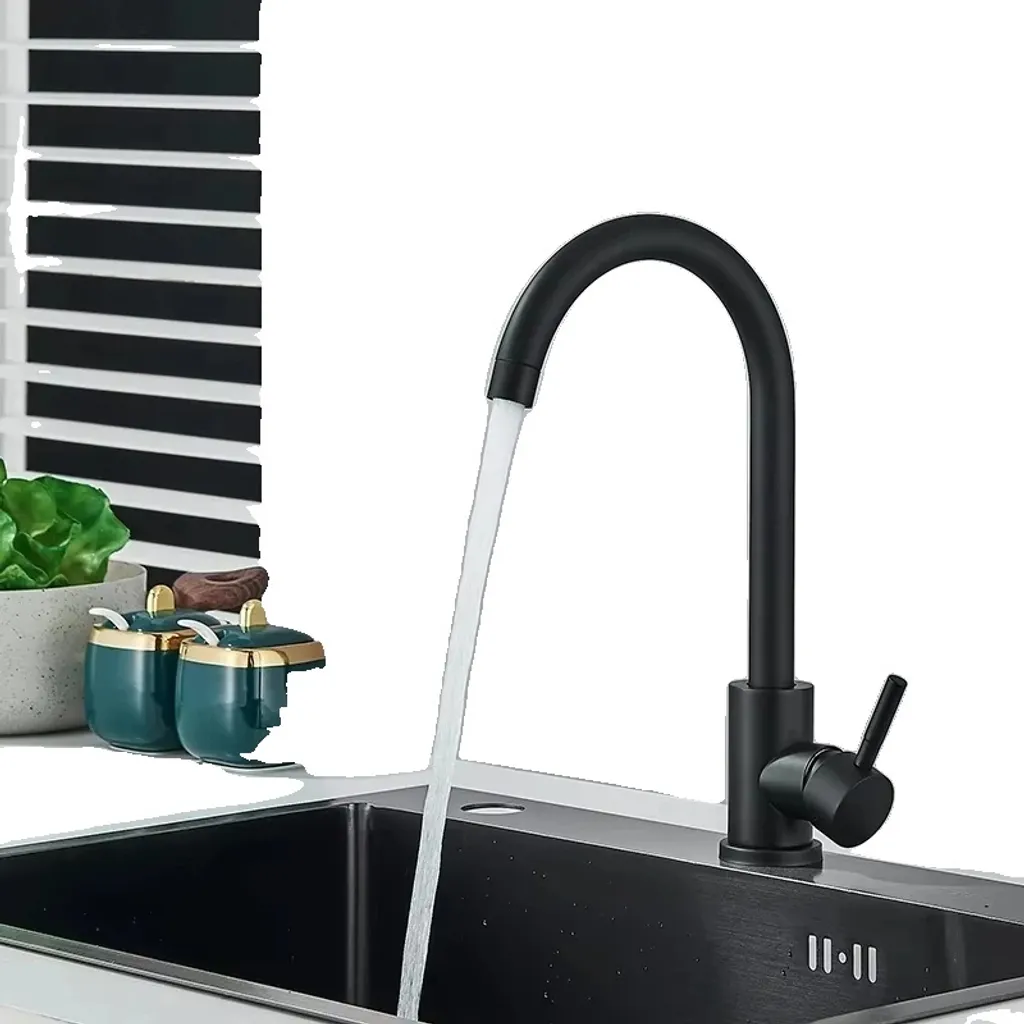 Rubinetto da cucina nero opaco, design contemporaneo, comando monocomando, nero opaco -A