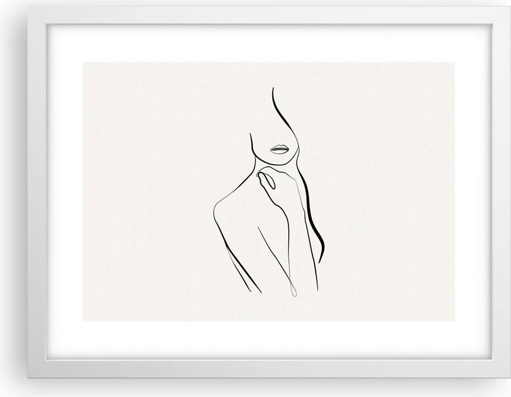 Gerahmtes Poster - Weißer Rahmen - Frau Skizze Zeichnung - 40x30 cm - Wand Bild - Wanddeko - Wandbilder - Kunstposter - Wandposter - Bilderrahmen ...