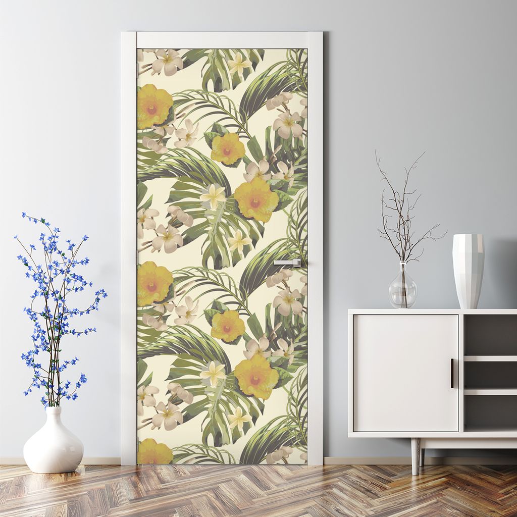 Dekorative Türtapete Türposter Tür dekoration selbstklebend Türaufkleber Tropisch Vintage 70 x 200 cm