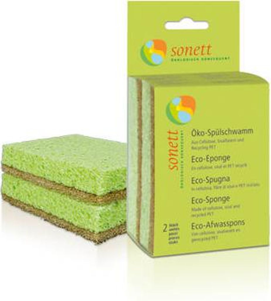 Sonett Öko-Spülschwamm, Braun, Grün, Rechteckig, Zellulose, Produktbild 