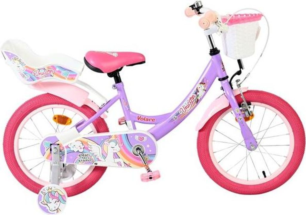 Volare Unicorn Kinderfahrrad - Mädchen - 16 Zoll - Lila Produktbild 
