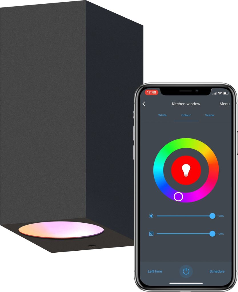 Calex Smart Outdoor LED Wandleuchte, 2×GU10, Up & Downlight, RGB-Farben & kalt- bis warmweiß Licht, dimmbar, wasserdicht, WLAN App- & Sprachsteue...