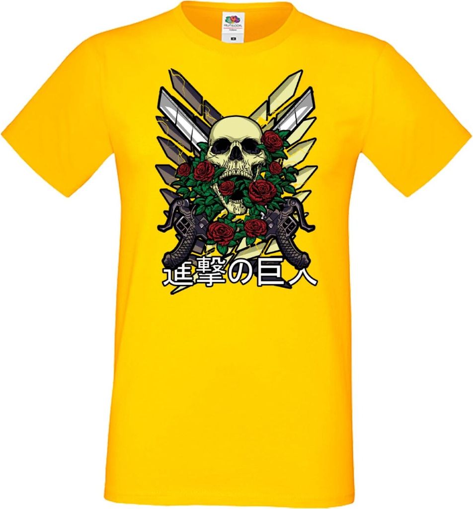 Herren T-Shirt Anime Manga Attack Anime On Titan 02 Beast Attack, Man L / Gelb
