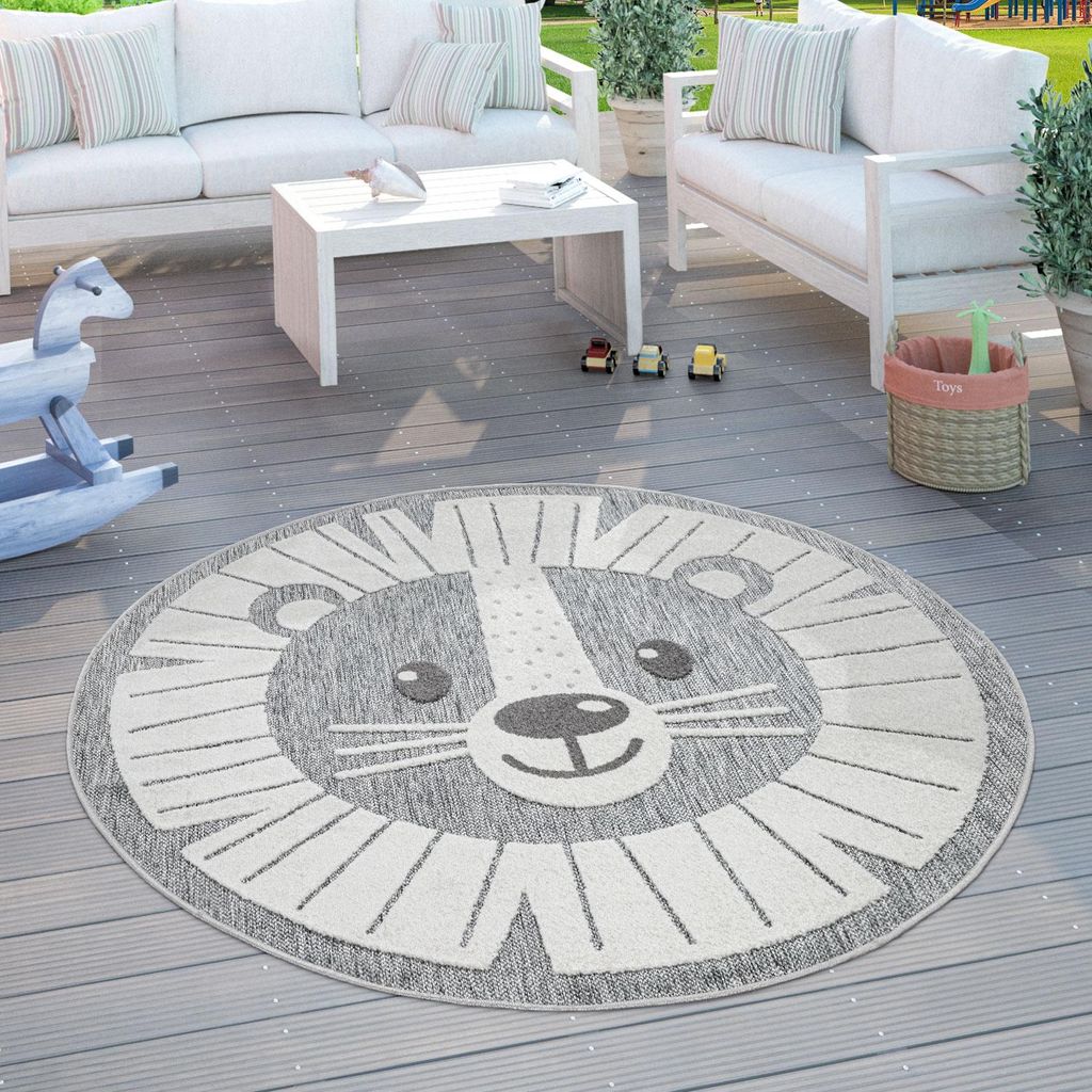 Paco Home Kinderteppich Kinderzimmer Outdoor Teppich Rund Produktbild 