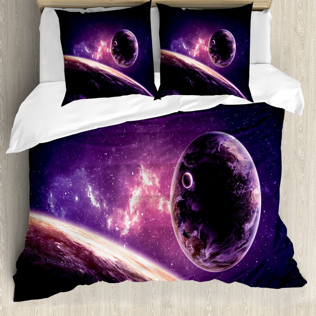 ABAKUHAUS Galaxis Bettbezug, Nebula Celestal Cornet, Milbensicher Allergiker geeignet mit Kissenbezügen, 155 cm x 220 cm - 80 x 80 cm, Magenta Mauve