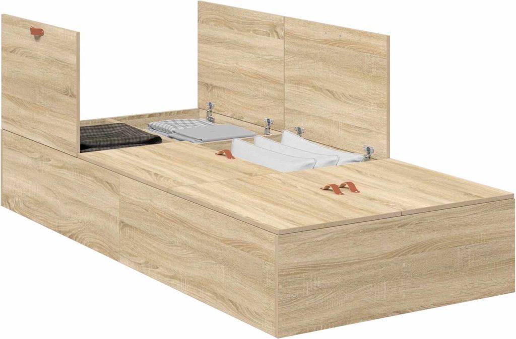 Aufbewahrungsbettgestell mit Speicher Sonoma-Eiche 100 x 200 cm