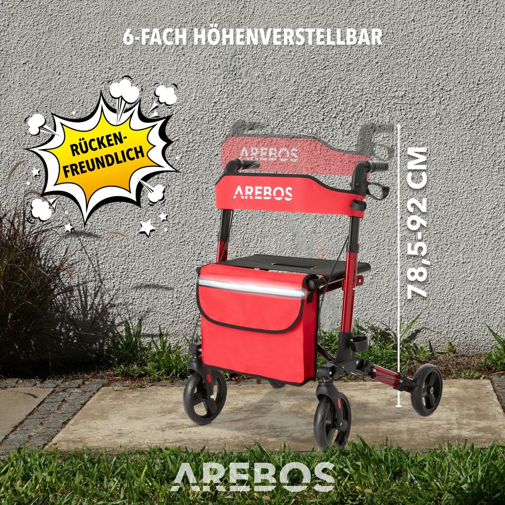 AREBOS ľahký rolátor, rolátory, 6-pozičné nastavenie výšky, Obrázok produktu 11