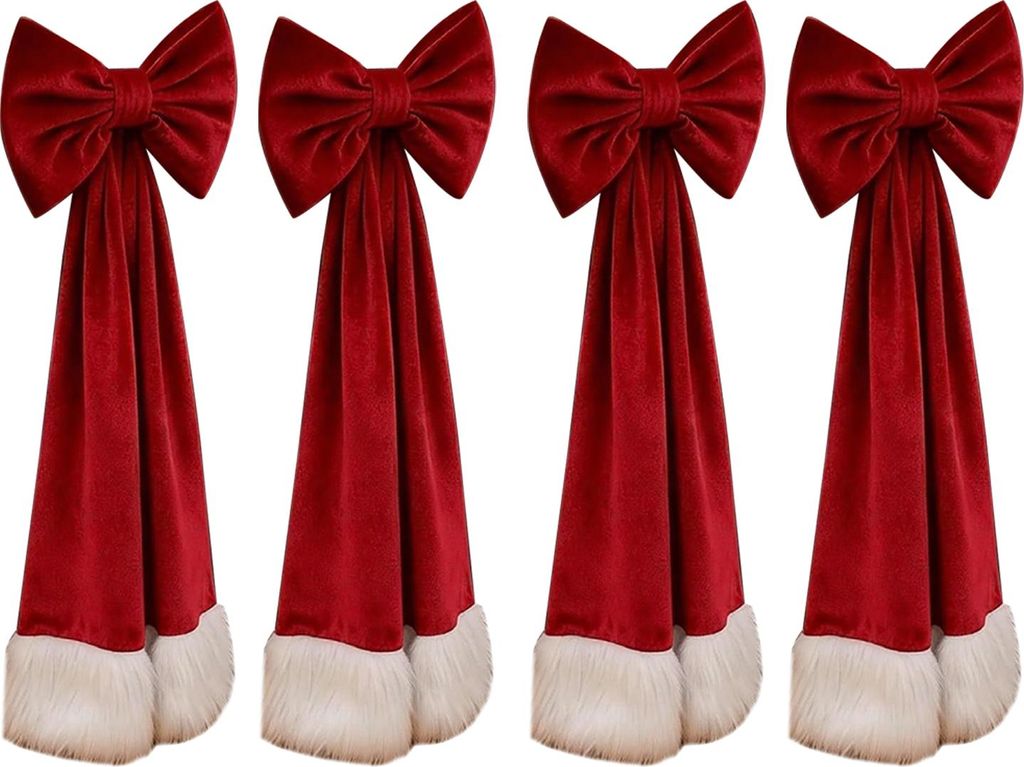 Weihnachtliche Stuhlschleifen aus Samt, 30 x 75 cm, burgunderrot, zum Binden, für Weihnachtsfeiern, Hochzeiten, Geburtstage, Partys und Esszimmerd...