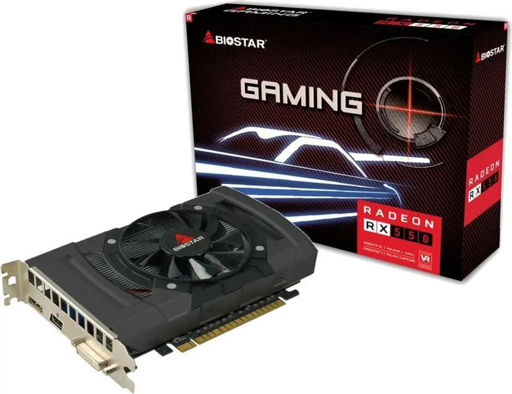Carte Graphique AMD Radeon RX 550 4 Go GDDR5 Biostar pour PC de Bureau