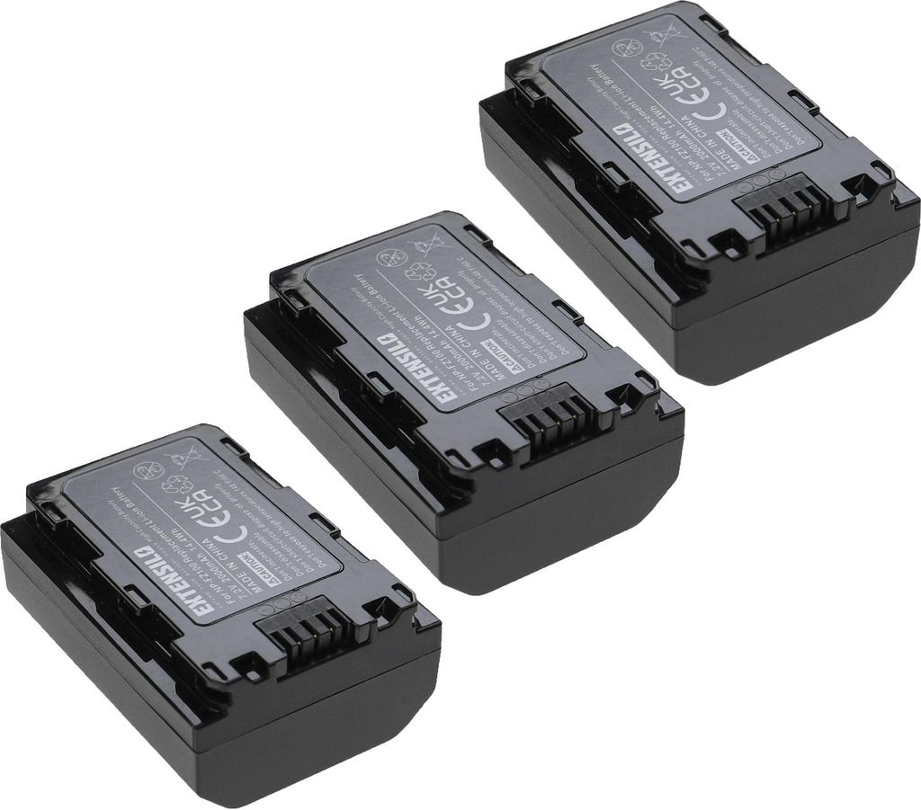 EXTENSILO 3x Akku kompatibel mit Sony Alpha A7S III, A9R, A9S, A9, ILCE-6600, ILCE-7M3, ILCE-7M3K, ILCE-6700 Kamera (2000 mAh, 7,2 V, Li-Ion)