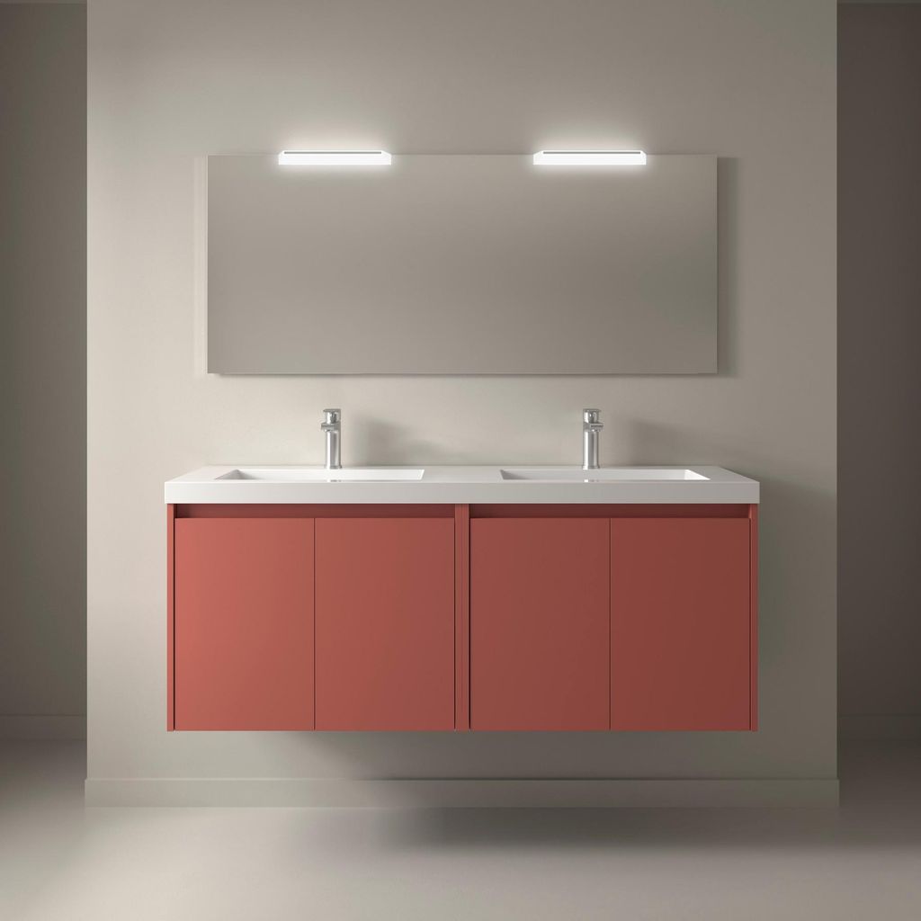 Badezimmermöbel NOJA 1400 4 Türen RED SATIN + Waschtisch + Spiegel