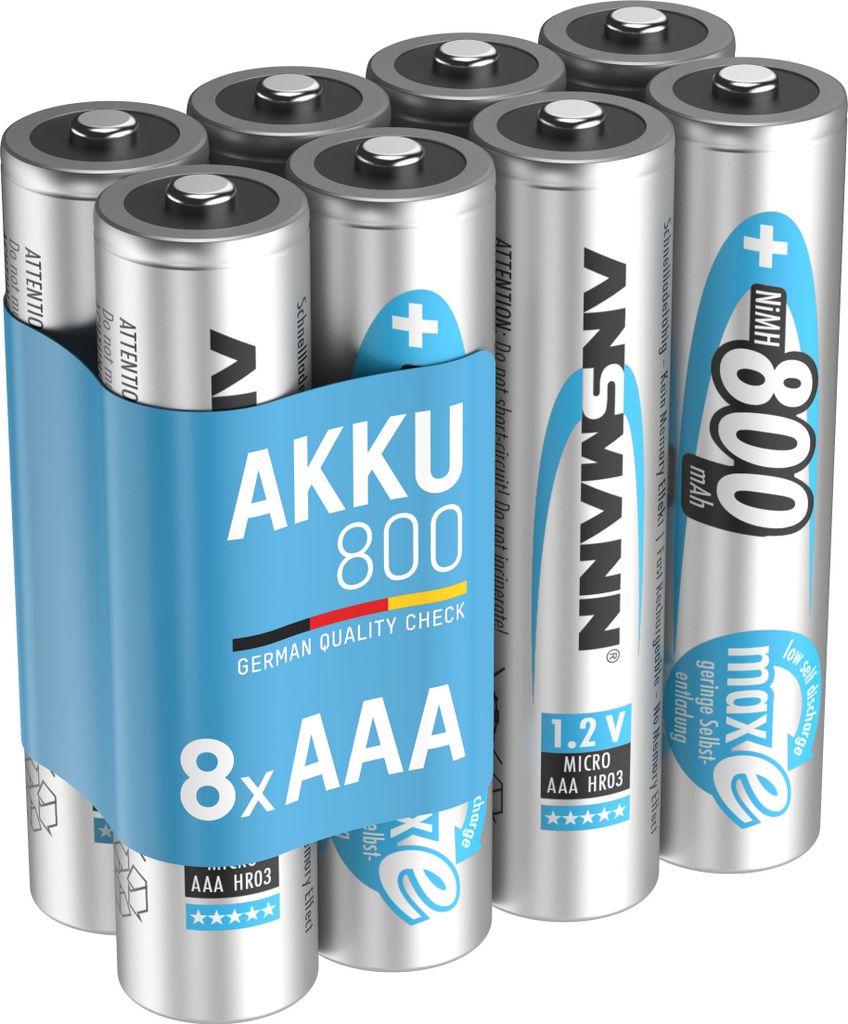 ANSMANN Akku Micro AAA 800 mAh 1,2V Ni-MH, 8 Stück