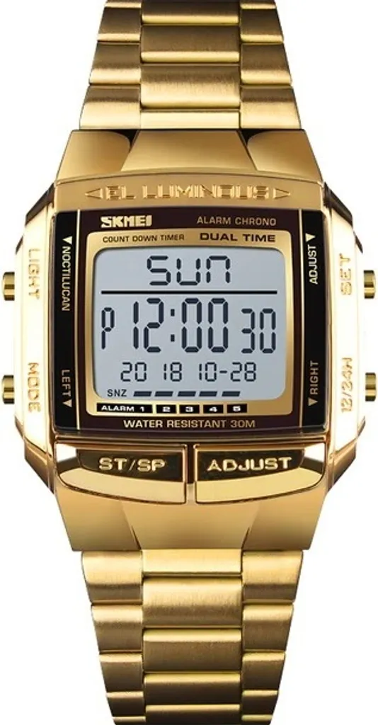 Montre Homme Digitale en Acier Doré SKMEI Gary - Horlogerie de Luxe