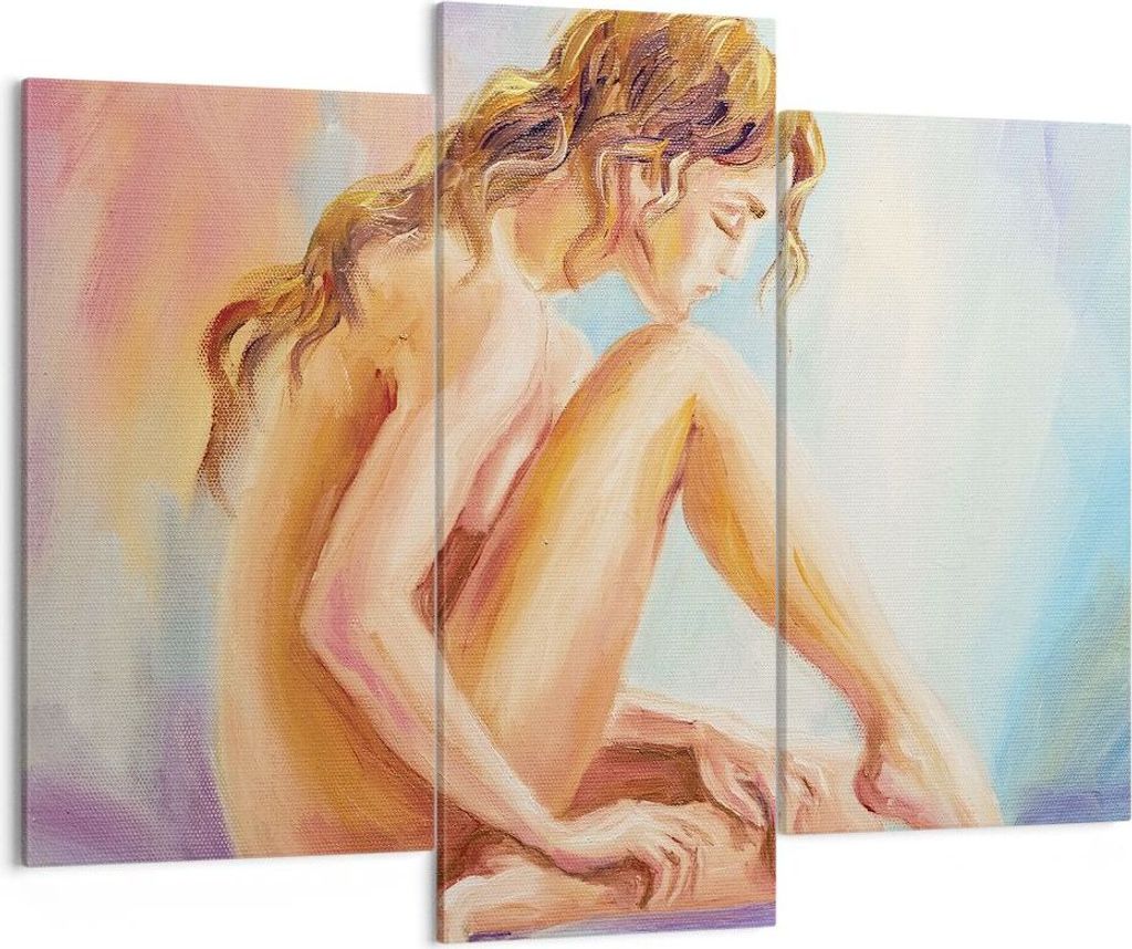 Bild auf Leinwand - Leinwandbild - 3 Teile - Frau Nacktheit Abgesehen von - 130x100cm - Wand Bild - Wanddeko - Wandbilder - Leinwanddruck - Bilder ...