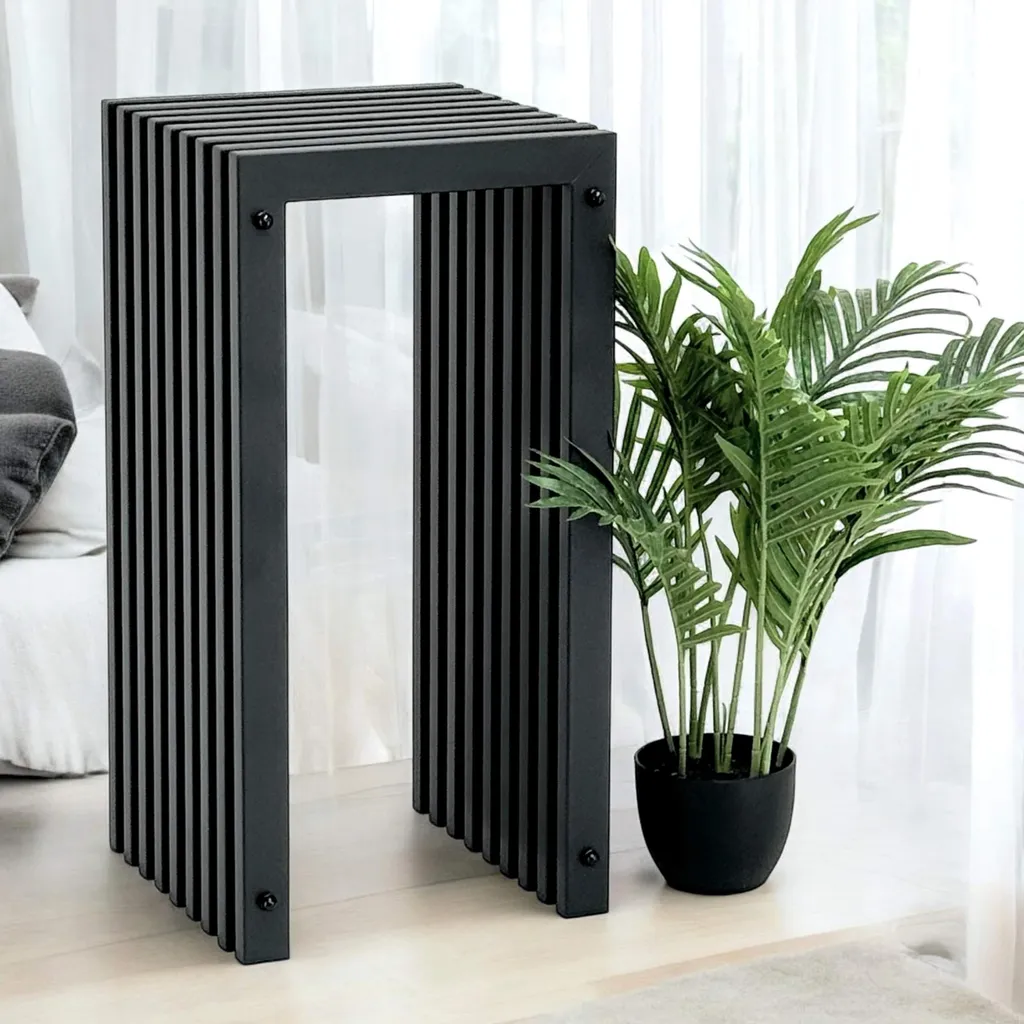 DanDiBo Sgabello a Doghe Metallo Nero 65 cm | Tavolino Moderno Design