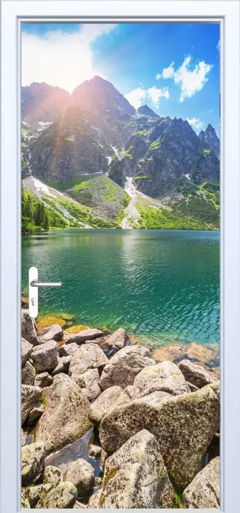 Adesivo Porta Tessuto Lago in Montagna 125PD - Rivestimento HD 3D - 2