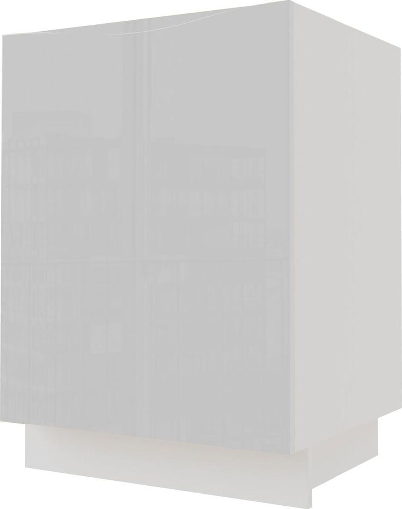 Küchenschrank Spülunterschrank 60cm weiß lackierte Front RAL 7035 lichtgrau Hochglanz (NA-D1ZA/60)