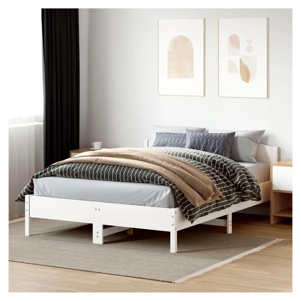 Bettgestell Weiß 160x200 cm aus Massivholz Kiefer