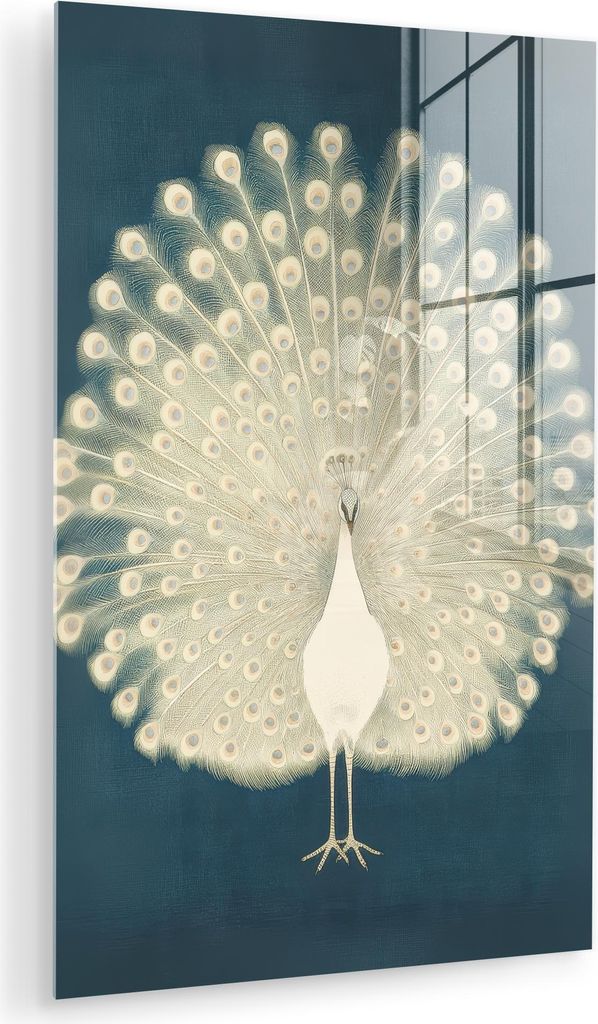 MuchoWow Glasbilder - Bilder auf Wandbild - Foto auf Glas Vogel - Blau - Vintage 60x90 cm Wanddekoration aus Glas - Acrylglasbild - Acrylbilder - P...