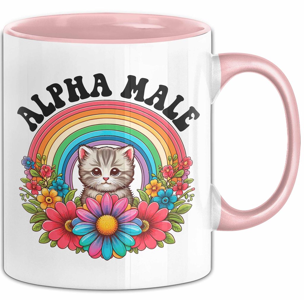 Alpha Männliche Katze Kätzchen Tasse Geschenk Lustig Für Männer Frauen (Rosa)