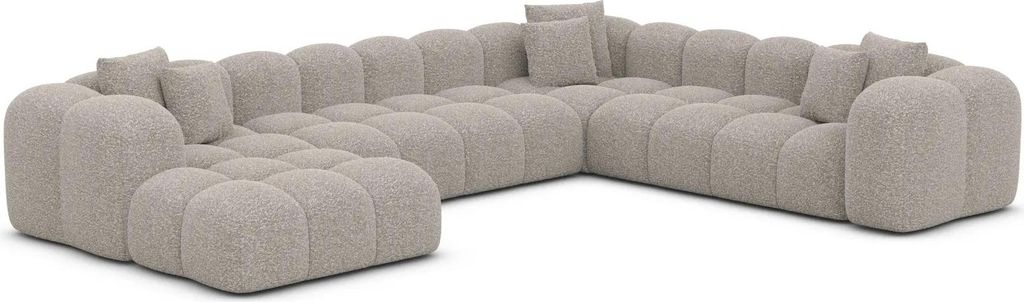 Bouclé U-Form XXL Wohnlandschaft Valora Sand Links