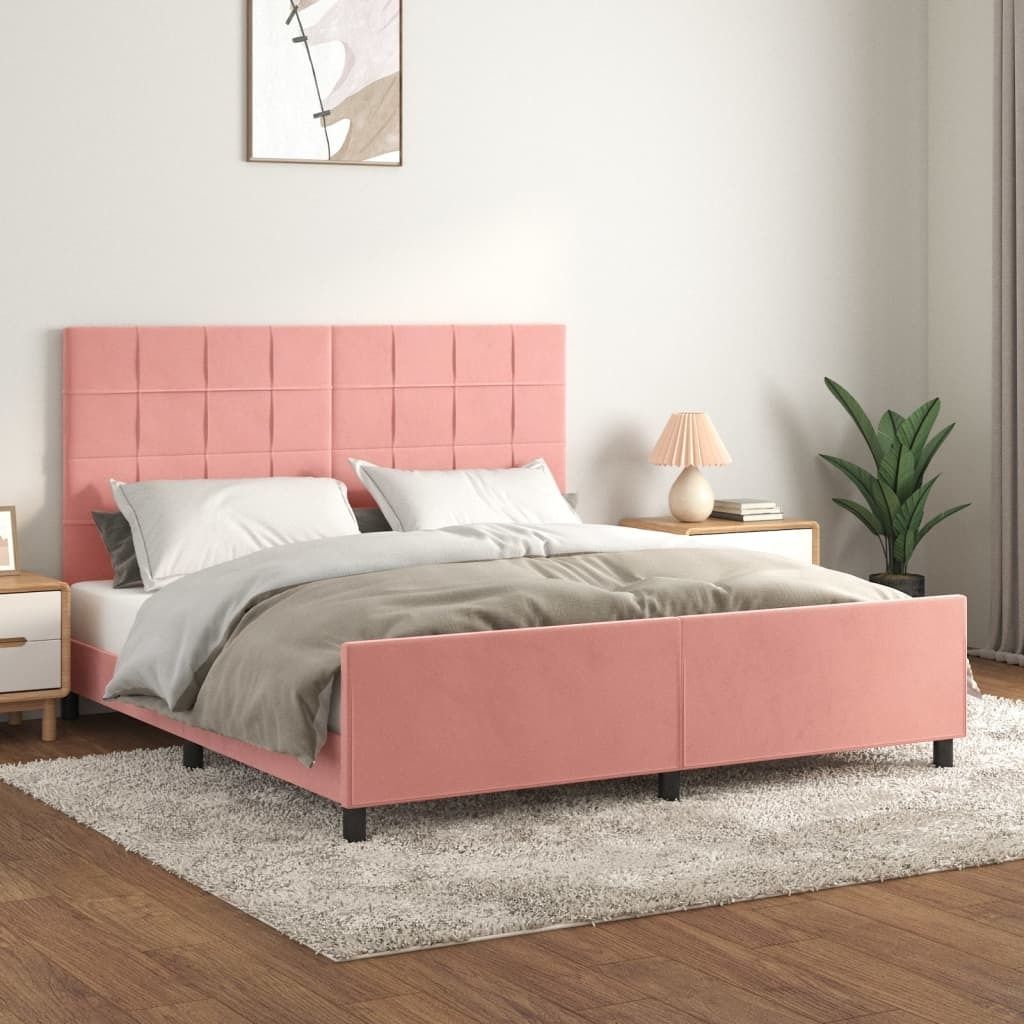 "2026 Promotion" Bettgestell moderne - mit Kopfteil - Rosa - 160x200 cm - Samt - Polsterbett CC6320