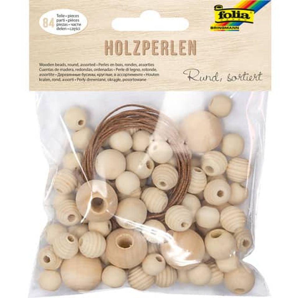 Folia - Folia houten parels, natuur, blister van 84 stuks Produktbild 