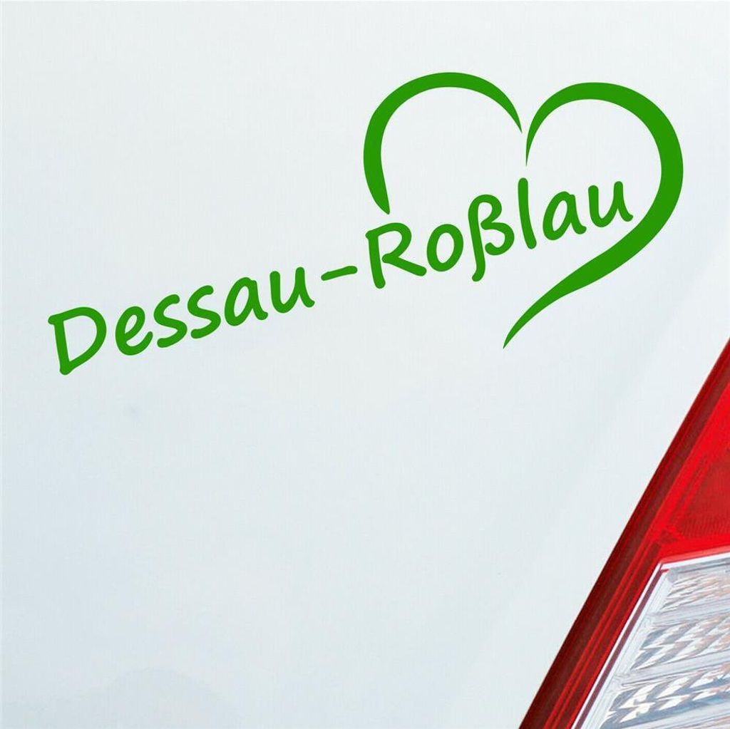 Auto Aufkleber Dessau-Roßlau Herz Stadt City Liebe 18,5x8 cm Hellgrün Sticker Heckscheibenaufkleber