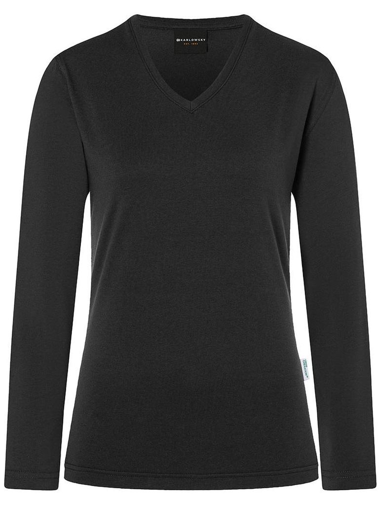 KARLOWSKY Workwear Damen Shirt CASUAL-FLAIR V-Neck Modern Schwarz L