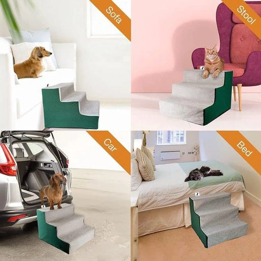 Escalier chien moelleux 42x16cm - Évitez les sauts douloureux pour dos